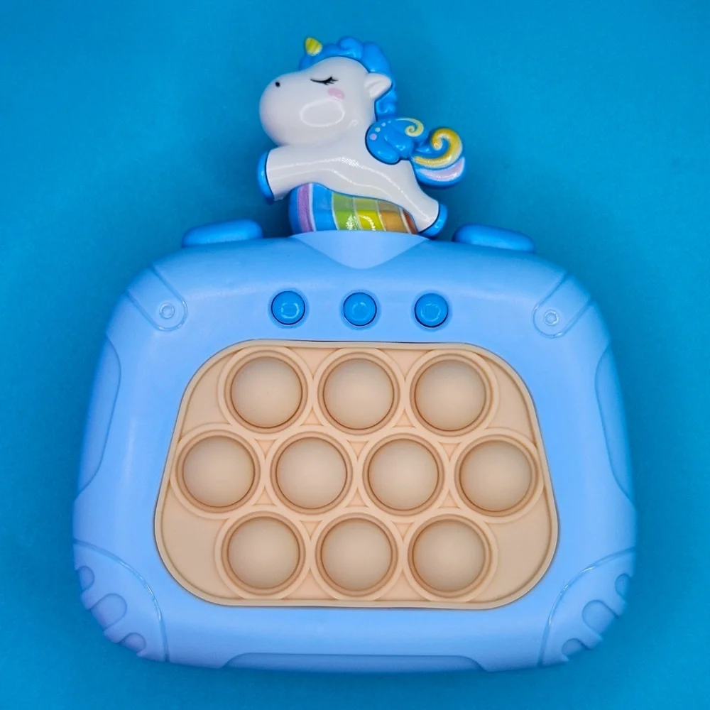 2 Blue Unicorn Quick Push Pop It Light Up Handheld Puzzle Games Stocking Stuffer